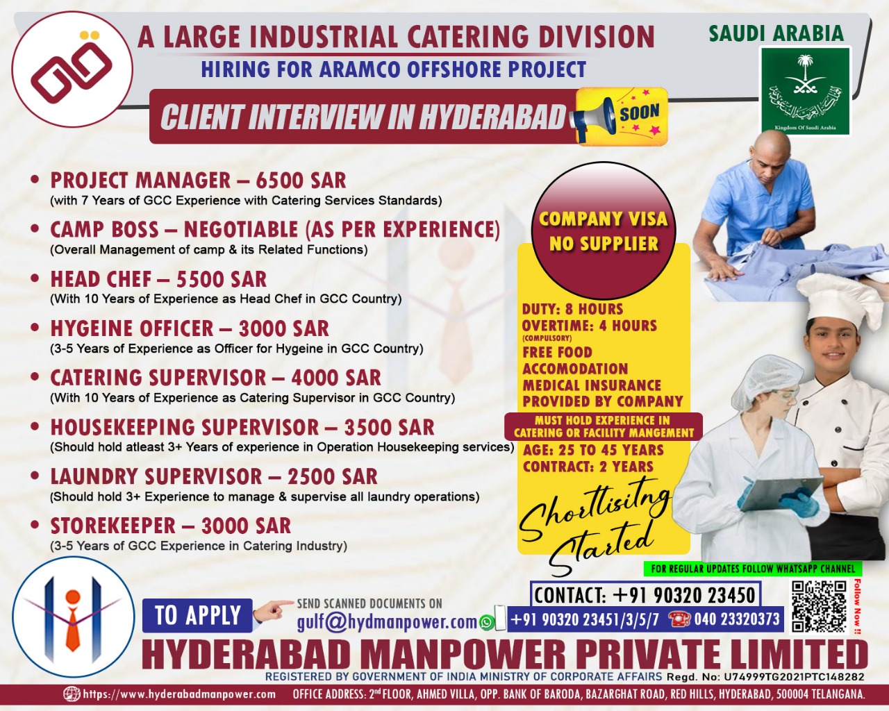 You are currently viewing CLIENT INTERVIEW IN HYDERABAD for Saudi Arabia