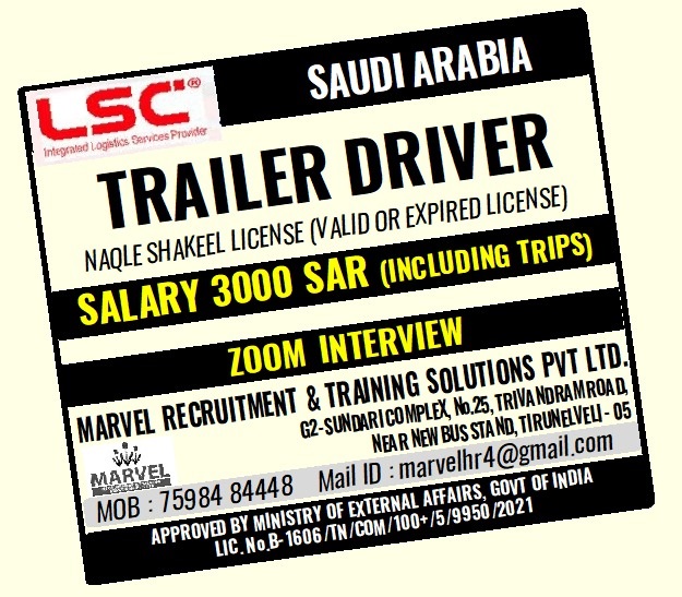 Read more about the article Requirement For Saudi Arabia Leading Logistics Trailer Driver Jobs