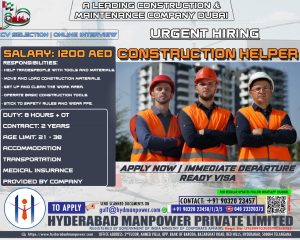 Read more about the article Urgent Hiring for Dubai, UAE